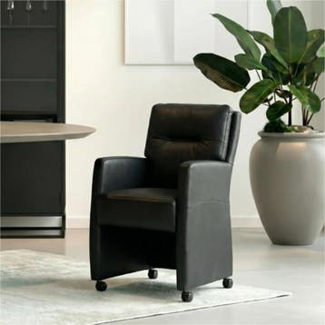 Set van 8 Leren eetkamerstoelen Sharp - Granada Black, Huis en Inrichting, Stoelen, Ophalen of Verzenden, Nieuw, Leer
