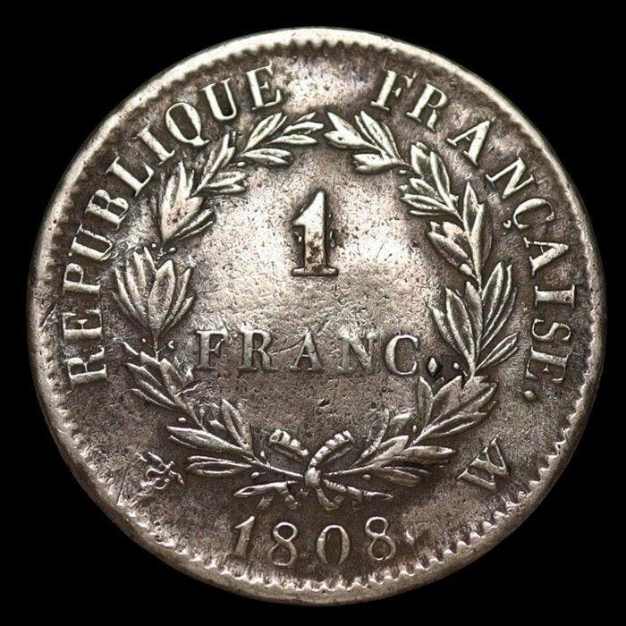 Frankrijk. Napoléon I (1804-1814). 1 Franc 1808-W, Lille, Timbres & Monnaies, Monnaies | Europe | Monnaies non-euro