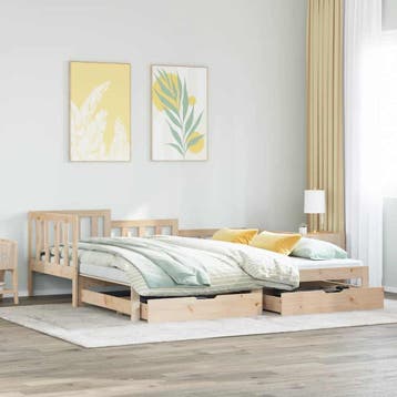 vidaXL Slaapbank met onderschuifbed en lades zonder matras, Verzenden, Nieuw