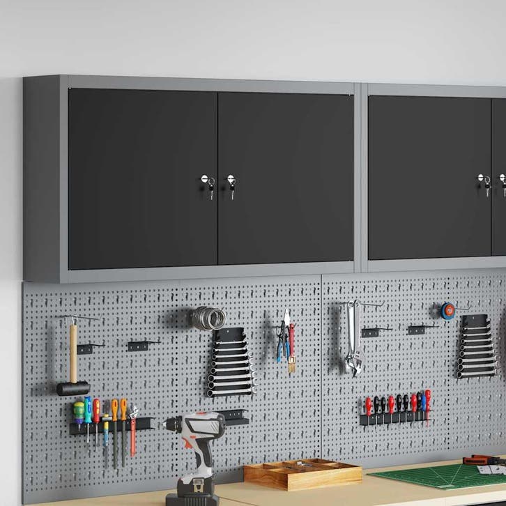 vidaXL Gereedschapskast met plank Zwart en Grijs 100 x 20 x, Doe-het-zelf en Bouw, Gereedschapskisten, Nieuw, Verzenden