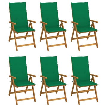 vidaXL Inklapbare stoelen 6 st met kussens massief, Verzenden, Nieuw