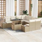 vidaXL Tuinbank Set met kussen 9 pcs Beige en Crème poly, Verzenden, Nieuw