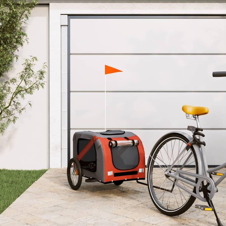 vidaXL Hondenfietstrailer oxford stof en ijzer oranje en, Animaux & Accessoires, Autres accessoires pour animaux, Envoi