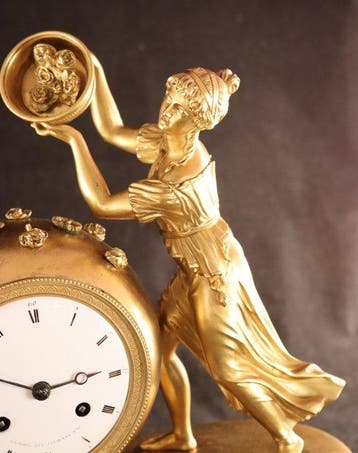 Figurale pendule - Antieke Empire pendule - Brons -, Antiek en Kunst