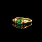 Oud-Romeins, Keizerrijk Ring met Romeinse groene glazen, Antiek en Kunst