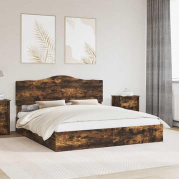 vidaXL Opbergbed met lade Rook Eiken 180 x 200 cm Bewerkt, Verzenden, Nieuw