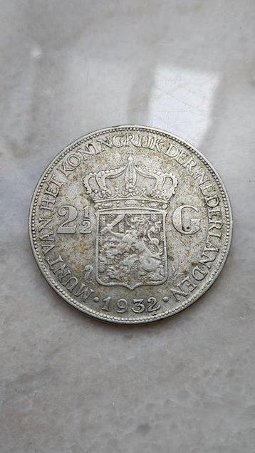 Nederland. Wilhelmina. 2 1/2 Gulden 1932 grof haar (Zonder