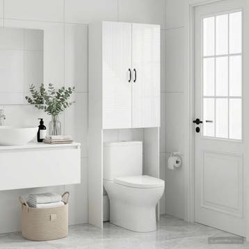 vidaXL Toiletkast HAARLEM Hoogglans Wit 66 x 25,5 x 190 cm, Verzenden, Nieuw