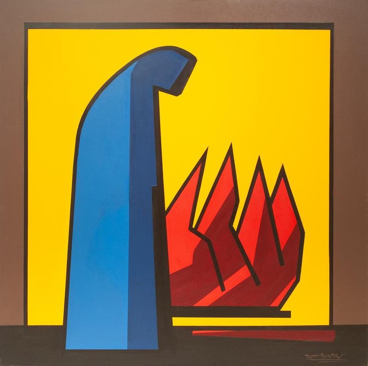 Confrontatie – Nest Martens (1925–2024), Antiek en Kunst, Kunst | Schilderijen | Modern