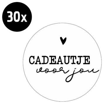 30x Sticker Cadeautje Voor Jou - Zwart - Wit - Sluitsticker, Verzenden, Nieuw