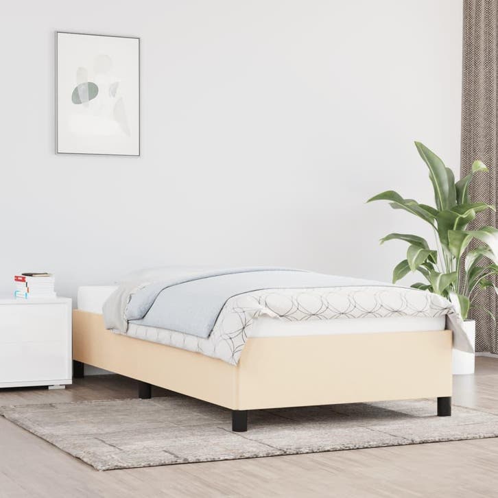 vidaXL Bedframe zonder matras 80x200 cm stof crèmekleurig, Maison & Meubles, Chambre à coucher | Lits, Envoi