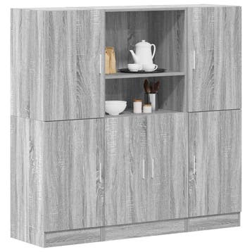 vidaXL 3-delige Keukenkastenset bewerkt hout grijs sonoma, Verzenden