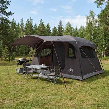 vidaXL Tunneltent 6-persoons Bruin Grijs Polyester en Staal, Verzenden
