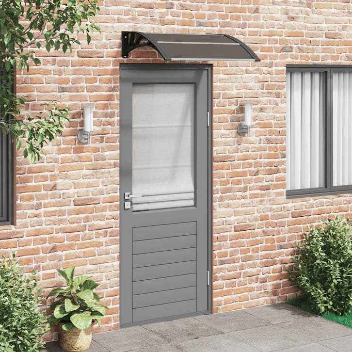 vidaXL Deurluifel Zwart 80x75 cm Polycarbonaat, Jardin & Terrasse, Protection solaire, Envoi