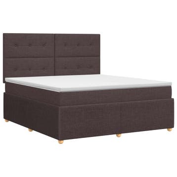 vidaXL Boxspringbed met matras Donkerbruin 140 x 190 cm Stof, Verzenden