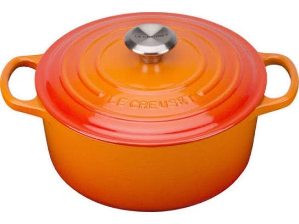 Veiling - Le Creuset Signature DEKSEL 24cm Oranjerood, Huis en Inrichting, Keuken | Potten en Pannen