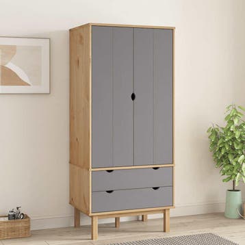 vidaXL Kledingkast OTTA 76,5x53x172 cm grenenhout bruin en, Verzenden
