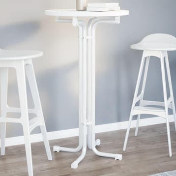 vidaXL Bartafel Ø 60x110 cm bewerkt hout en staal wit, Verzenden