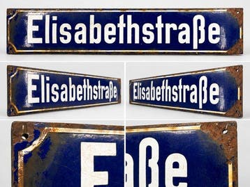 Emaille straatnaambord ‘Elisabethstraße’ – diepblauw met