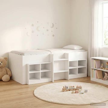 vidaXL Loft Bed Frame met Kast met plank 3 st Wit Bewerkt, Huis en Inrichting, Slaapkamer | Bedden, Verzenden, Nieuw
