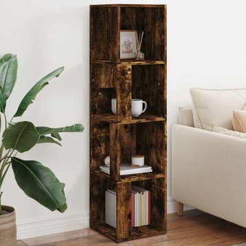 vidaXL Hoekkast 33x33x132 cm bewerkt hout gerookt, Verzenden