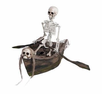 Halloween Tafeldecoratie Boot Met Skelet 37cm, Verzenden