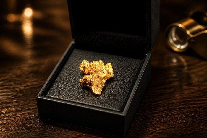 Goud Goud nugget - Hoogte: 7.64 mm - Breedte: 7.02 mm- 1.01, Collections, Minéraux & Fossiles