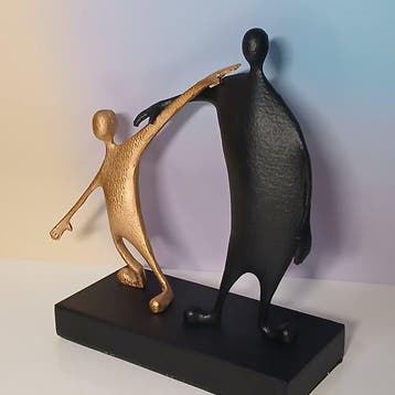 Sculpture, Lamitié éternelle - 25.5 cm - Métal