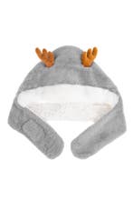 Muts Rendier Fleece Grijs Bont Hoorns Oren Touwtjes Donkergr, Kinderen en Baby's, Kinderkleding | Petten en Hoeden, Ophalen of Verzenden