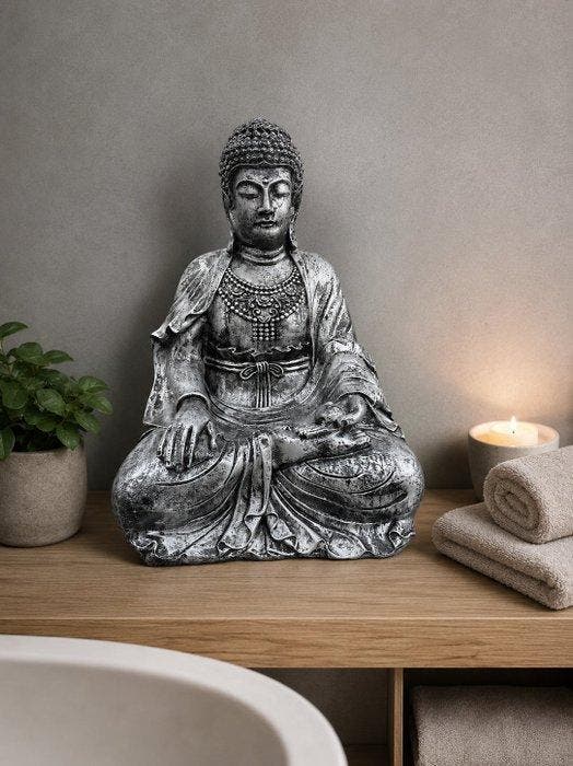 Beeld, 60 cm high Buddha statue - 60 cm - polyresin, Antiquités & Art, Curiosités & Brocante