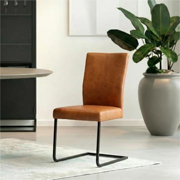 Set van 4 Leren eetkamerstoelen Dare - Granada Savannah, Ophalen of Verzenden, Nieuw, Leer