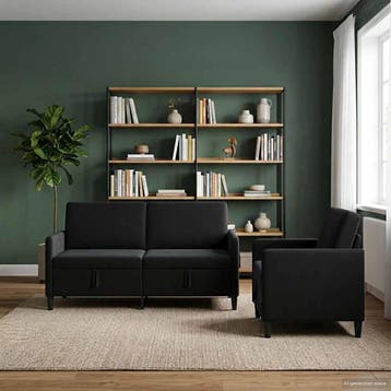 vidaXL Sofa Set Met Opslag 2 st Zwart Polyester, Verzenden, Nieuw