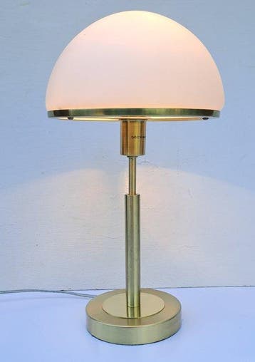 Tafellamp - Messing, Glas - Vintage paddenstoelenlamp, Antiek en Kunst