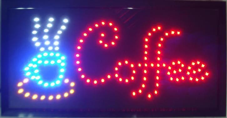 Coffee koffie lamp LED verlichting reclame bord lichtbak #F, Maison & Meubles, Lampes | Autre, Envoi