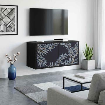 vidaXL Wand gemonteerd TV Kast DOKKUM 69 x 33 x 40 cm Zwart, Verzenden, Nieuw