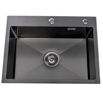 Lendo Online Spoelbak met Kraangat 59x44x20 cm Zwart RVS, Verzenden, Nieuw