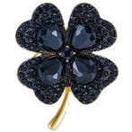 Fako Bijoux - Broche - Klavertje Vier - Zwart - 40x51mm -, Verzenden