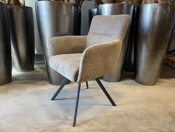 Veiling - Eetkamerstoel Manur (set van 8) weefstof - liver, Nieuw