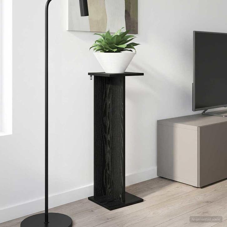 vidaXL Plantenstand Zwarte Eik 25 x 25,5 x 80,5 cm, Jardin & Terrasse, Bacs à fleurs & Jardinières, Envoi