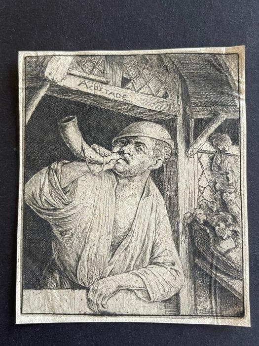Adriaen Van Ostade (1610-1685) - Il Suonatore di Corno, Antiek en Kunst, Antiek | Overige Antiek