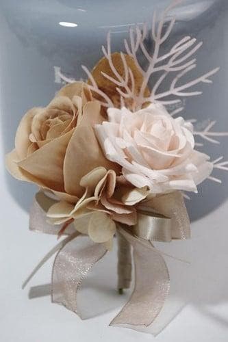 Luxe corsage zijden roos vintage caffee boutonnière op