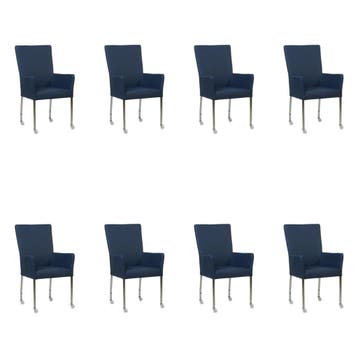 Set van 8 Leren eetkamerstoelen Deal met armleuning -, Huis en Inrichting, Stoelen, Ophalen of Verzenden, Nieuw, Leer, Eén