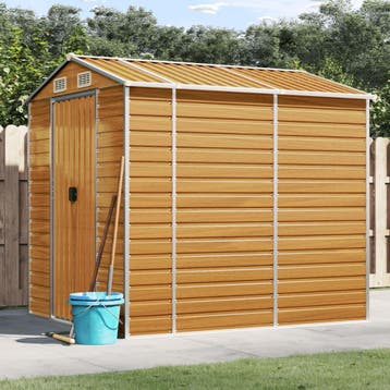 vidaXL Tuinhuis Lichtbruin 191x215x198 cm Gegalvaniseerd, Verzenden
