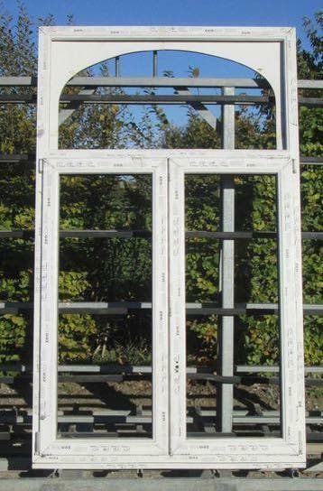 pvc raam , chassis van 132 x 219  wit / antraciet, 75 tot 150 cm, Kunststof, Raamkozijn, Nieuw