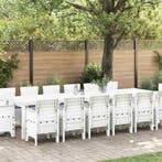 vidaXL Tuin Eettafel Set 15 pcs Wit Polt riet, Verzenden, Nieuw