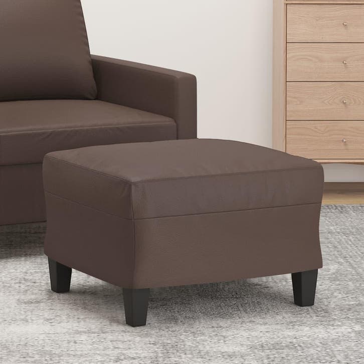 vidaXL Voetenbank 60x50x41 cm kunstleer bruin, Maison & Meubles, Canapés | Repose-pieds & Poufs, Envoi