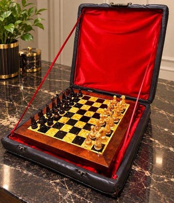 Amber Luxe schaakset met amber mozaïekbord en bijpassende, Antiek en Kunst