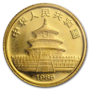Chine. 5 Yuan 1986 1/20 oz Gold Panda Coin, Timbres & Monnaies, Métaux nobles & Lingots