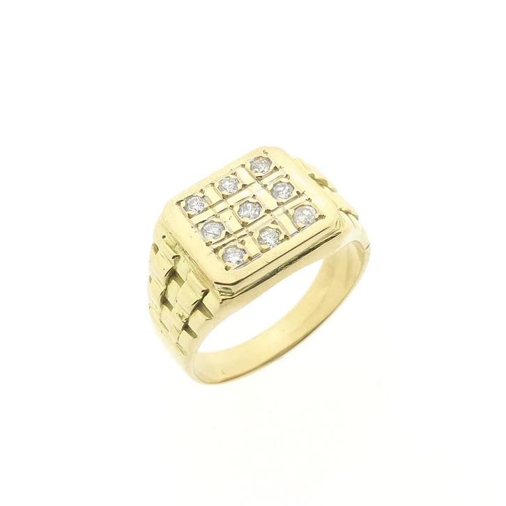 Gouden zegelring met diamanten; 0,54 ct., Bijoux, Sacs & Beauté, Bagues, Enlèvement ou Envoi