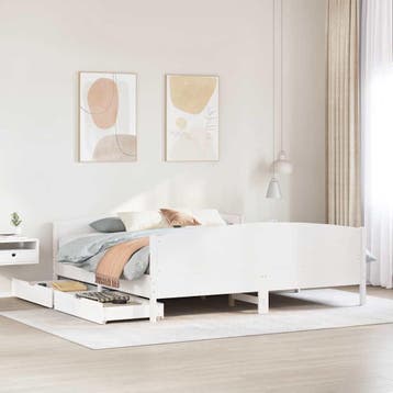 vidaXL Bedframe zonder matras massief grenenhout wit 180x200, Verzenden